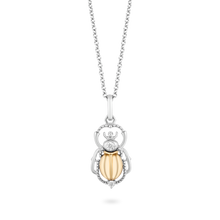 Load image into Gallery viewer, Hallmarkfinejewelry Scarab Beetle Diamond Pendant in Sterling Silver &amp; Yellow Gold View 1
