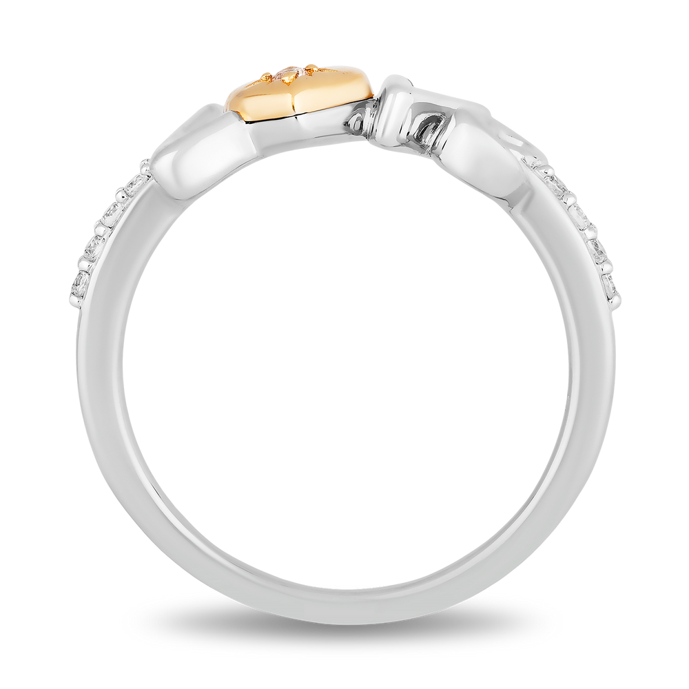 Hallmarkfinejewelry Love Script Diamond Ring in Yellow Gold & Sterling Silver View 1
