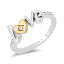 Load image into Gallery viewer, Hallmarkfinejewelry Love Script Diamond Ring in Yellow Gold &amp; Sterling Silver View 1

