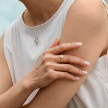 Load image into Gallery viewer, Hallmarkfinejewelry Shamrock Ring in 14K Yellow Gold &amp; Sterling  Silver with Diamonds
