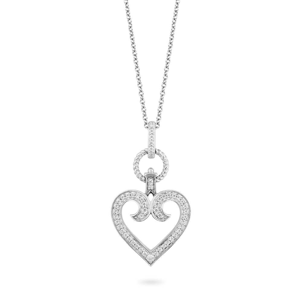 Hallmarkfinejewelry Heart Diamond Pendant in Sterling Silver With 1/3 CTTW View 1