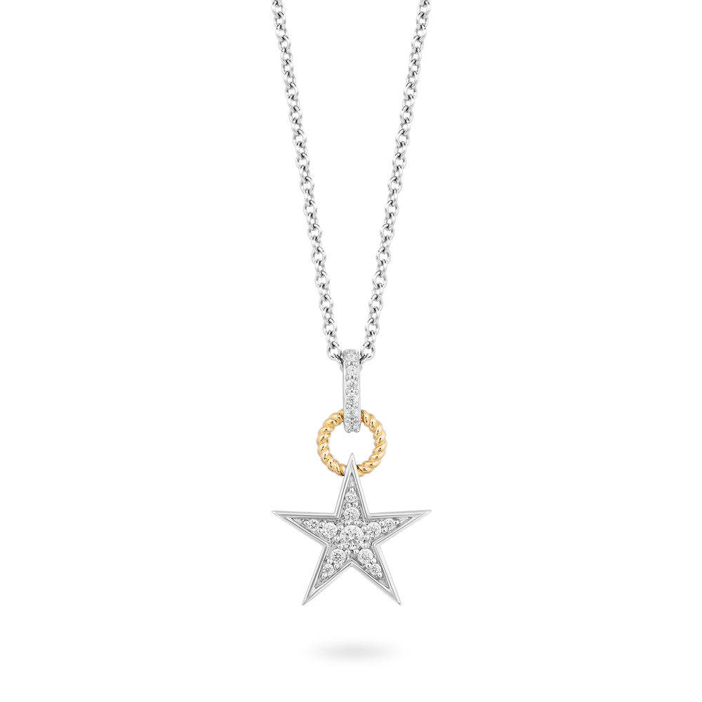 Hallmarkfinejewelry Star Diamond Pendant in Sterling Silver & Yellow Gold View 1