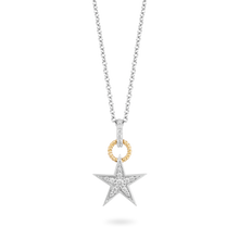 Load image into Gallery viewer, Hallmarkfinejewelry Star Diamond Pendant in Sterling Silver &amp; Yellow Gold View 1
