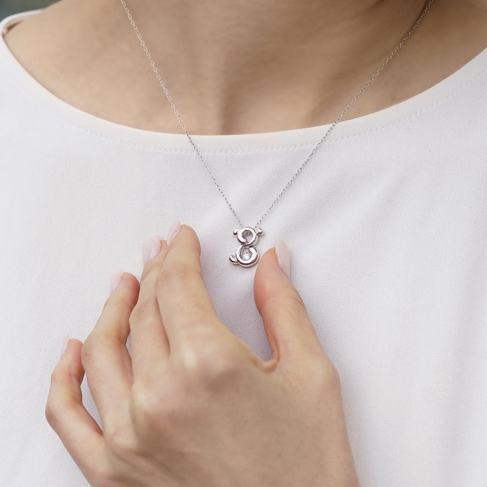 Hallmarkfinejewelry Cute Puppy Pendant in Sterling Silver with 1/20 Cttw Diamonds