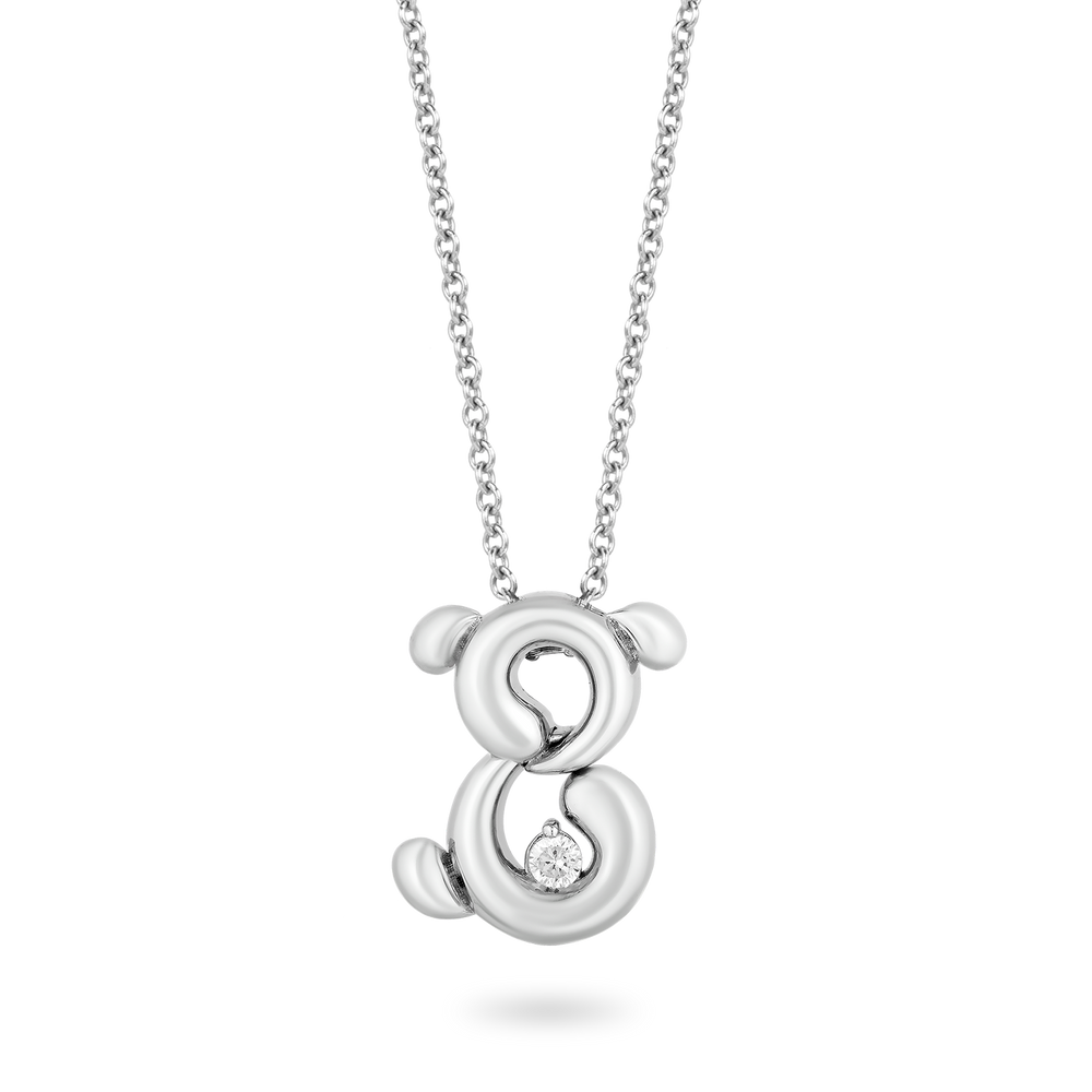 Hallmarkfinejewelry Cute Puppy Diamond Pendant in Sterling Silver Diamonds View 1