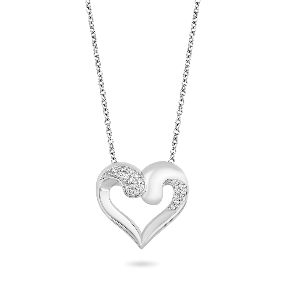 Hallmarkfinejewelry Sparkling Heart Diamond Pendant in Sterling Silver View 1