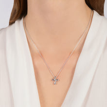 Load image into Gallery viewer, Hallmarkfinejewelry Contemporary Cross Pendant in Sterling Silver with 1/10 Cttw of Sparkling Diamonds in
