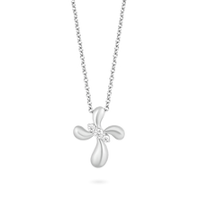 Load image into Gallery viewer, Hallmarkfinejewelry Contemporary Cross Diamond Pendant in Sterling Silver of Sparkling Diamonds in View 1
