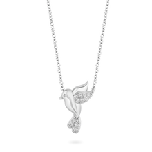 Load image into Gallery viewer, Hallmarkfinejewelry Petite Hummingbird Diamond Pendant in Sterling Silver View 1
