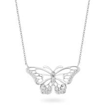 Load image into Gallery viewer, Hallmarkfinejewelry Butterfly Diamond Necklace in Sterling Silver View 1
