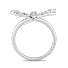 Load image into Gallery viewer, Hallmarkfinejewelry Dragonfly Diamond Ring in Sterling Silver &amp; Yellow Gold with 1/6 CTTW View 1
