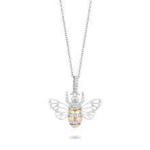Load image into Gallery viewer, Hallmarkfinejewelry Honey Bee Diamond Pendant in Sterling Silver &amp; Yellow Gold Diamonds View 1
