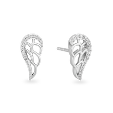 Load image into Gallery viewer, Hallmarkfinejewelry Soaring Wing Stud Earrings in Sterling Silver with Diamonds
