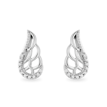 Load image into Gallery viewer, Hallmarkfinejewelry Take Flight Wing Stud Diamond Earrings in Sterling Silver View 1
