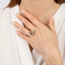 Load image into Gallery viewer, Hallmarkfinejewelry Large Butterfly Necklace in Sterling Silver &amp; 14K Rose Gold with Diamonds
