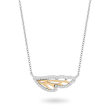 Load image into Gallery viewer, Hallmarkfinejewelry Wing Diamond Necklace in Sterling Silver &amp; Yellow Gold with 1/5 CTTW View 1
