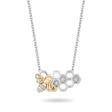 Load image into Gallery viewer, Hallmarkfinejewelry Honey Bee Diamond Necklace in Sterling Silver &amp; Yellow Gold View 1
