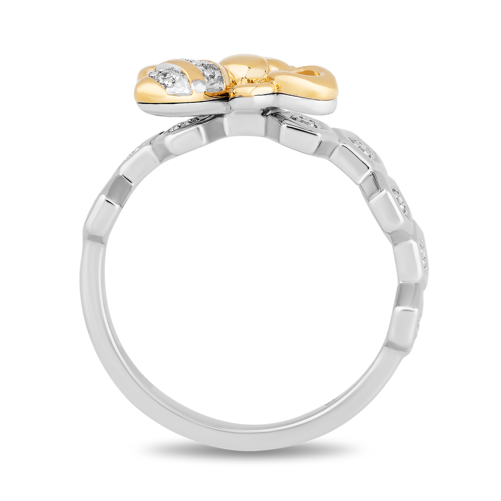 Hallmarkfinejewelry Honey Bee Diamond Ring in Sterling Silver & Yellow Gold with 1/10 CTTW View 1