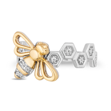 Load image into Gallery viewer, Hallmarkfinejewelry Honey Bee Diamond Ring in Sterling Silver &amp; Yellow Gold with 1/10 CTTW View 1
