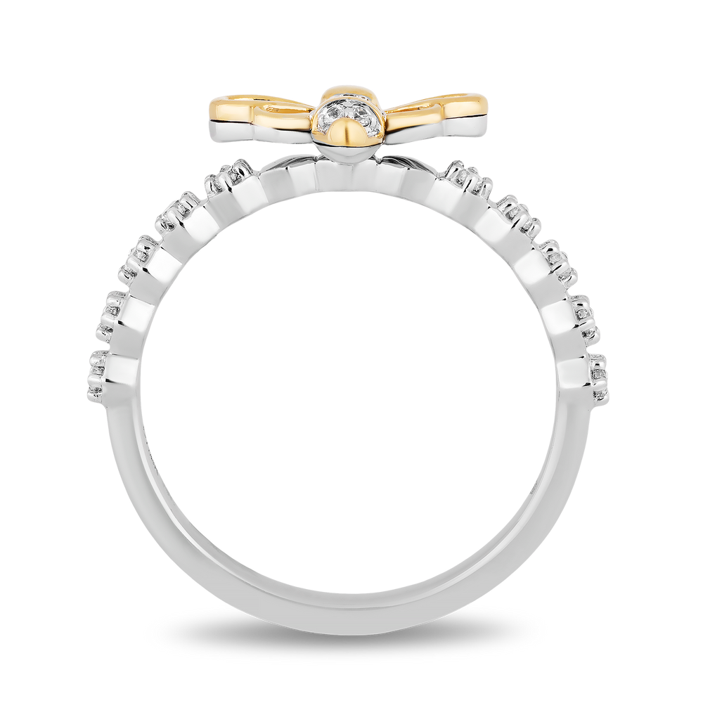 Hallmarkfinejewelry Honey Bee Diamond Ring In Sterling Silver & Yellow Gold View 1