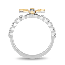 Load image into Gallery viewer, Hallmarkfinejewelry Honey Bee Diamond Ring In Sterling Silver &amp; Yellow Gold View 1
