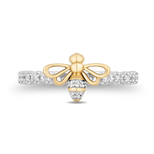 Load image into Gallery viewer, Hallmarkfinejewelry Honey Bee Diamond Ring In Sterling Silver &amp; Yellow Gold View 1
