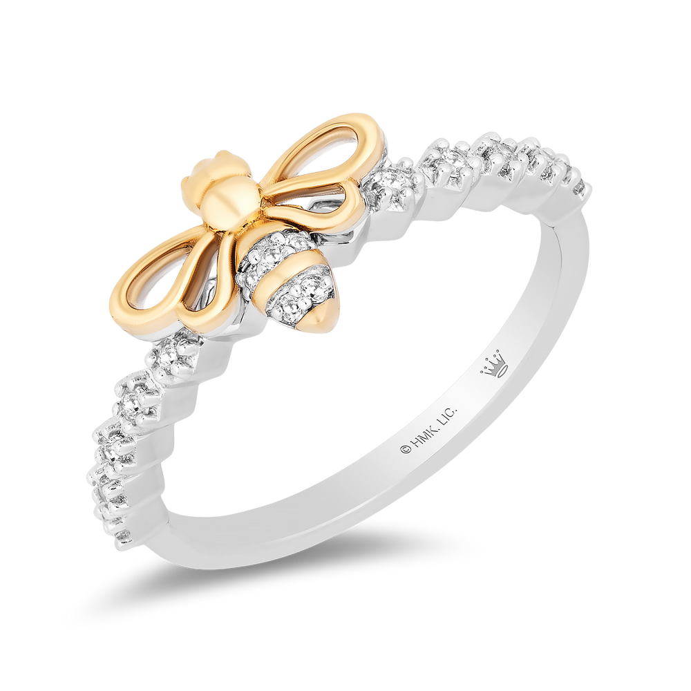 Hallmarkfinejewelry Honey Bee Diamond Ring In Sterling Silver & Yellow Gold View 1