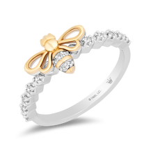 Load image into Gallery viewer, Hallmarkfinejewelry Honey Bee Diamond Ring In Sterling Silver &amp; Yellow Gold View 1
