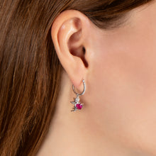 Load image into Gallery viewer, Hallmarkfinejewelry Cupid’s Love Earrings in Sterling Silver with Diamond &amp; Created Ruby
