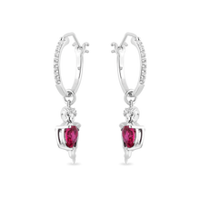 Load image into Gallery viewer, Hallmarkfinejewelry Cupid Diamond Earrings in Sterling Silver &amp; Created Ruby View 1
