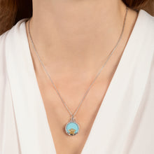 Load image into Gallery viewer, Hallmarkfinejewelry Turquoise &amp; Diamond Cherub Necklace in Sterling Silver &amp; 14K Yellow Gold
