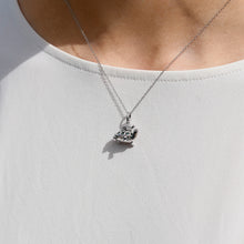 Load image into Gallery viewer, Hallmarkfinejewelry Turtle Pendant in Sterling Silver with Diamonds &amp; Created Emerald
