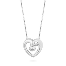 Load image into Gallery viewer, Hallmarkfinejewelry Modern Overlapping Heart Diamond Pendant in Sterling Silver View 1
