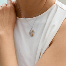 Load image into Gallery viewer, Hallmarkfinejewelry Cosmic Cat Medallion in Sterling Silver &amp; 14K Yellow Gold with Diamonds
