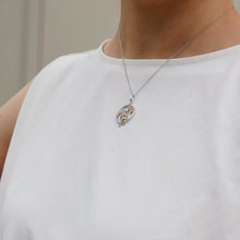 Load image into Gallery viewer, Hallmarkfinejewelry Cosmic Cat Medallion in Sterling Silver &amp; 14K Yellow Gold with Diamonds
