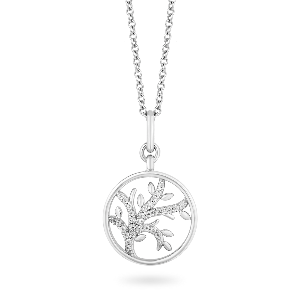 Hallmarkfinejewelry Medallion Tree of Life Diamond Pendant in Sterling Silver View 1