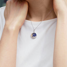 Load image into Gallery viewer, Hallmarkfinejewelry Over The Moon Medallion in Sterling Silver &amp; 14K Yellow Gold with Diamonds &amp; Lapis
