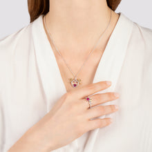 Load image into Gallery viewer, Hallmarkfinejewelry Cupid’s Love Ring in Sterling Silver &amp; 14K Yellow Gold with Diamonds &amp; Created Ruby
