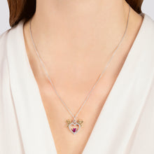 Load image into Gallery viewer, Hallmarkfinejewelry Cupid’s Beating Heart Necklace in Sterling Silver &amp; 14K Yellow Gold with Diamonds &amp; Created Ruby
