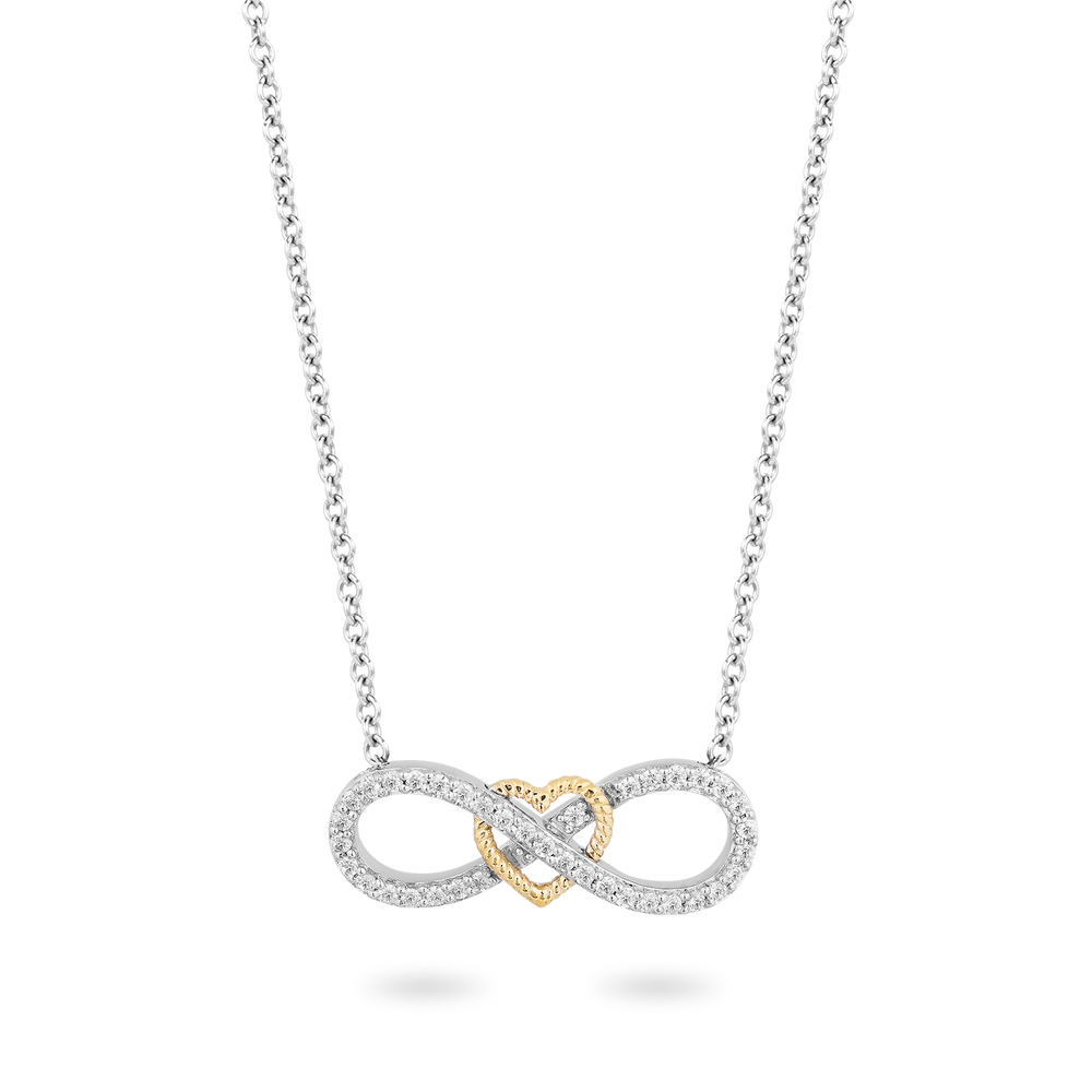 Hallmarkfinejewelry Infinity with Heart Pendant in Sterling Silver 1/5 CTTW View 1
