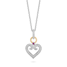 Load image into Gallery viewer, Hallmarkfinejewelry Heart Diamond Pendant in Sterling Silver &amp; Yellow Gold &amp; Created Ruby View 1
