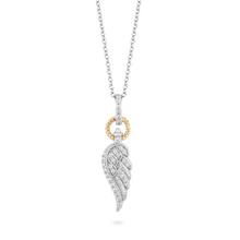 Load image into Gallery viewer, Hallmarkfinejewelry Angel Wing Diamond Pendant in Sterling Silver &amp; Yellow Gold View 1
