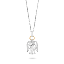 Load image into Gallery viewer, Hallmarkfinejewelry Angel Diamond Pendant in Sterling Silver &amp; Yellow Gold View 1
