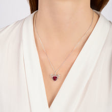 Load image into Gallery viewer, Hallmarkfinejewelry Cupid’s Love Necklace in Sterling Silver with Diamonds &amp; Created Ruby
