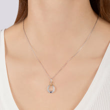 Load image into Gallery viewer, Hallmarkfinejewelry Good Luck Horseshoe Pendant in Sterling Silver &amp; 14K Yellow Gold with Created Blue Sapphire &amp; Diamonds
