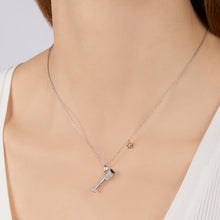 Load image into Gallery viewer, Hallmarkfinejewelry Star Gazer Pendant in Sterling Silver &amp; 14K Yellow Gold with Diamond, Blue Topaz, &amp; Created White Sapphires
