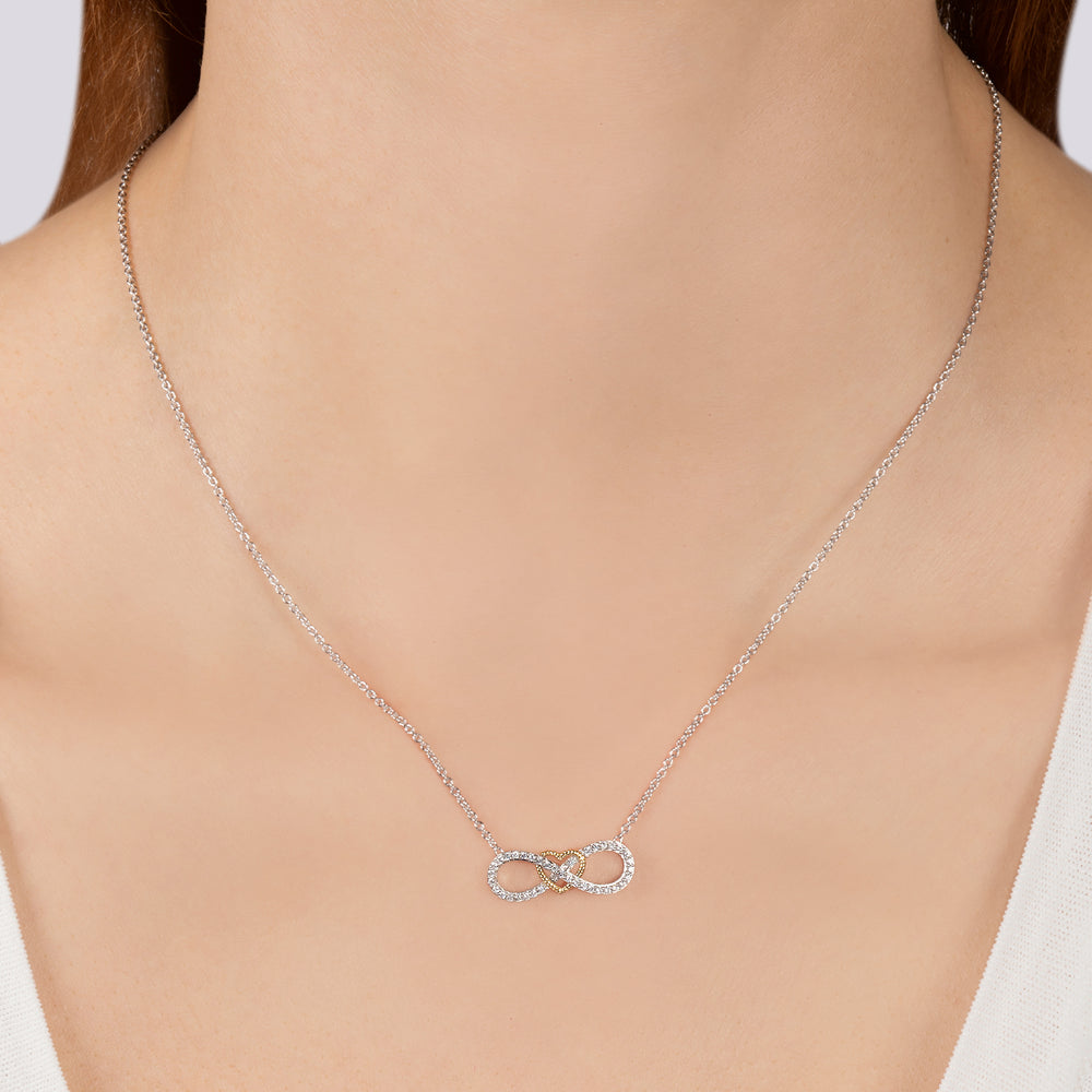 Hallmarkfinejewelry Infinite Love Loop Pendant in Sterling Silver & 14K Yellow Gold with Diamonds