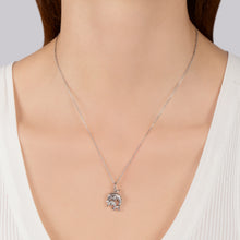 Load image into Gallery viewer, Hallmarkfinejewelry Dolphin Mama &amp; Baby Pendant in Sterling Silver with Blue &amp; White Diamonds
