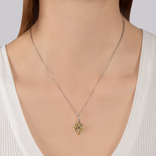 Load image into Gallery viewer, Hallmarkfinejewelry Rainbow Gemstone Lucky Clover Pendant in 14K Yellow Gold &amp; Sterling Silver with Created Ruby, Sapphire, &amp; Emerald
