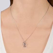 Load image into Gallery viewer, Hallmarkfinejewelry Tiny Teddybear Pendant in Sterling Silver with 1/10 Cttw of Diamonds
